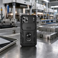 Étui robuste avec anneau magnétique et béquille pour iPhone 17 Pro Max, 17 Pro, 17 Air, antichoc, avec cache-caméra coulissant et pare-chocs en PC renforcé