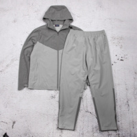 Ensemble de survêtement 2-en-1 léger et respirant en nylon, anti-bactérien et anti-UV, à capuche, uni, décontracté, grande taille, pour homme - 10 ensembles
