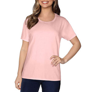 Camiseta de Mujer de Cuello Redondo, Corte Ajustado, 100% Algodón, con Logotipo de Impresión Personalizada, Tela de Alta Calidad, Servicio OEM, Fabricante de Camisetas - Product Image 1