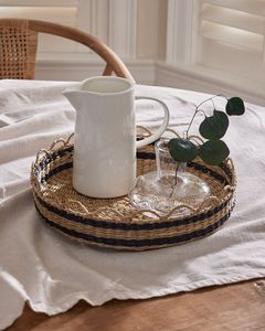 Exclusive Quality Rattan <b>Tray</b> With Work <b>Round</b> Shape Food <b>Serving</b> <b>Tray</b> From Manufacturer in India - Product Image 2
