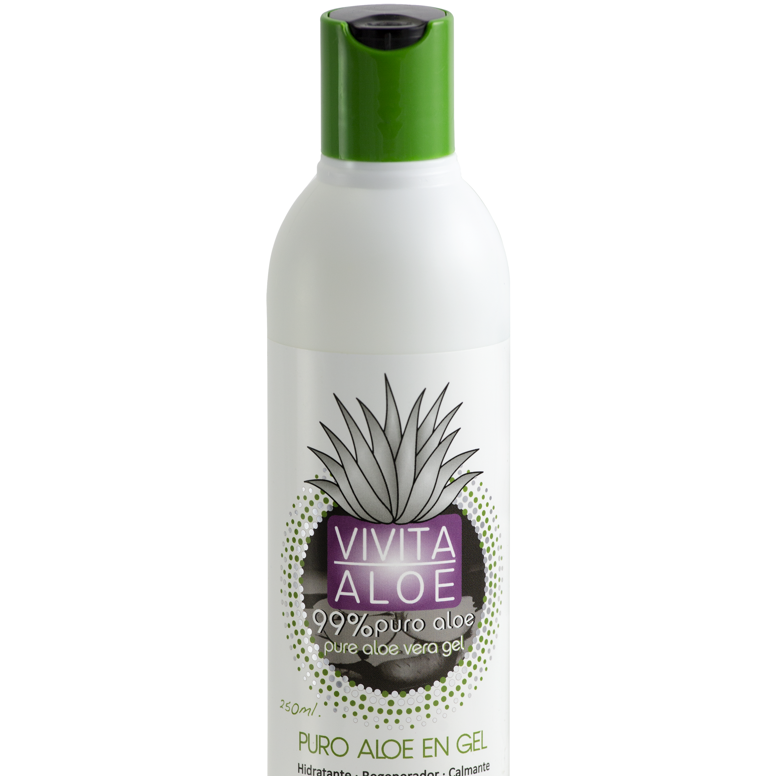 Gel d'aloe vera pur traité à froid de haute qualité espagnole 250 ml 99% pour les soins de la peau 12 unités par boîte