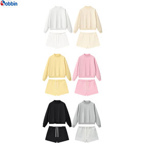 Customized Trade Plain Color Women's Hoodies & Sweatshirts and <b>Short</b> Sets Crew Neck Sweatshirt and <b>Short</b> Sets Casual Plus Size - Product Image 3