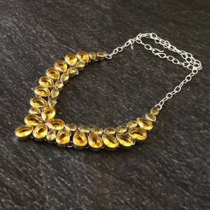 Citrine Quartz <b>Bib</b> <b>Necklace</b> Bohemian 925 Sterling Silver Statement Jewelry Handmade <b>Necklace</b> Wholesale Supplier - Product Image 4