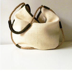 Haute qualité bohème Jute sacs fourre-tout uni blanc tressé sac à main femmes vêtements Shopping naturel sac usine en gros meilleur - Product Image 1