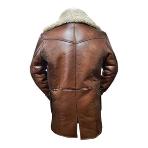 Chaqueta de bombardero con cierre de cremallera de estilo retro con cuello levantado de cuero personalizado para hombre con logotipo frontal - Product Image 2