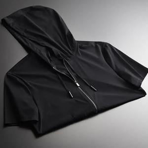 2025 <b>Men's</b> Casual Summer <b>Short</b>-<b>Sleeved</b> Zippered <b>Hoodie</b> Quick Drying & Breathable Versatile Solid Color Fashion - Product Image 3