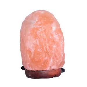 Lampe de sel de l'Himalaya en cristal rose, base en bois en forme de pyramide, fabriquée à la main, purificateur d'air, ioniseur naturel, décoration d'intérieur portable, table d'appoint - Product Image 4