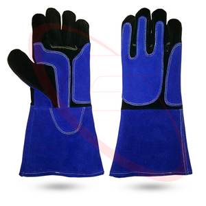 Gant de sécurité en cuir fendu à motif long résistant à la chaleur de qualité supérieure Gants en cuir de vachette Gants en cuir - Product Image 1