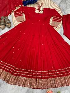 Último diseñador Faux Georgette bordado secuencia trabajo Anarkali Vestido por FabZone - Product Image 2