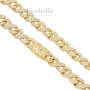 Hip Hop 15mm sólido 925 plata esterlina 18K chapado en oro VVS Iced Out Moissanite CADENA DE gargantilla de eslabones cubanos para hombres - Product Image 4