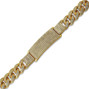 Juego de micropavé de diamantes cultivados en laboratorio de oro de 14K, pulsera de eslabones cubanos de oro blanco estilo Hip Hop de moda personalizada, eslabones de cadena fina - Product Image 2