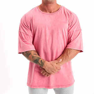 Fourniture directe d'usine personnalisée 100% coton Vintage hommes T-Shirt à manches courtes lavé à l'acide surdimensionné Double couche hommes t-shirts - Product Image 1