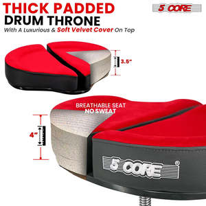 Silla de baterista de 5 patas con soporte lumbar acolchado dividido de 5 núcleos y capacidad de 441 lb - Product Image 2