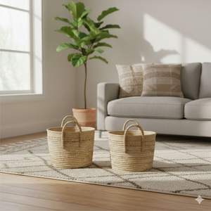 Ensemble de 2 paniers en fibre de coco artisanale - Product Image 5