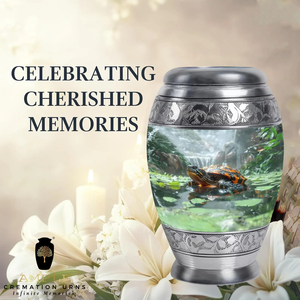 Elegante urna de cremación de aluminio recubierta de Meena, tamaño grande y de recuerdo, urnas de cremación de tortuga - Product Image 4