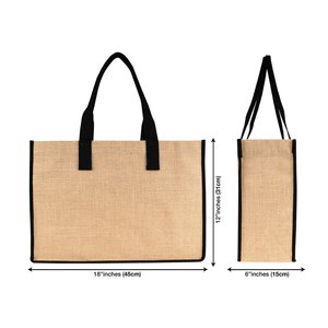 Grand sac fourre-tout en jute écologique 18 x 12 x 6 pouces, durable, grand format, motifs léopard et lettres, pour aliments, publicité, plage - Product Image 3
