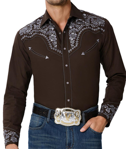 Chemises imprimées pour hommes, style occidental, imprimé ample à manches longues, vente en gros, personnalisation, chemise occidentale pour hommes, cowboy - Product Image 3