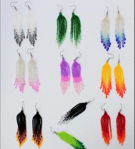 Beaded Dangle Earrings Luxury Quality <b>Emerald</b> Green Beaded Tassel Earrings - Product Image 1