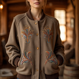 Chaqueta universitaria bordada de lana 100% para mujer, fabricación de cuello redondo, chaqueta universitaria a prueba de viento para mujer - Product Image 2