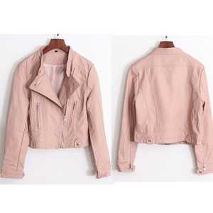 Chaqueta de piel sintética para mujer Chaquetas veganas Biker Motorcycle Coat - Product Image 5