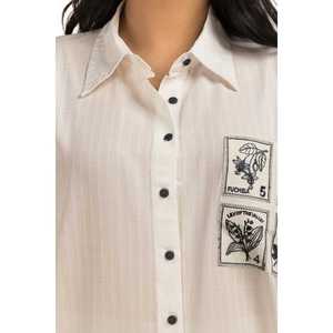 เสื้อเชิ้ตผ้าลินินทรงปกติสำหรับผู้หญิง WM-CS-SS24-097 ผ้าทอ - Product Image 6