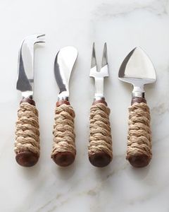 Vaisselle personnalisée abordable 2024 en gros en acier inoxydable avec manche en corne couteau à fromage spatule fourchette ensemble de fromage meilleure vaisselle - Product Image 3