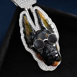 Collar con Colgante de Diamantes de Imitación en Aleación Chapada en Oro para Hombre, Venta al Por Mayor de Fábrica Personalizada - Product Image 3