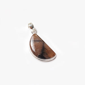 Chiastolite Unique Demi-Lune Forme Gemme Pendentif En Argent Bijoux - Product Image 4
