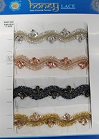 Dentelle de tulle perlée brodée florale colorée écologique, style luxueux et élégant, motifs détaillés, en dentelle de miel exquise