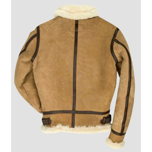 Suede Brown Button <b>Leather</b> <b>Men's</b> Winter Shearling Wool Turn-Down Collar Slim Real Fur Coat <b>Trucker</b> Shirt <b>Jacket</b> - Product Image 2