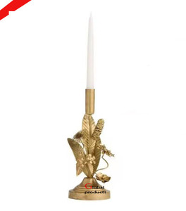 Porte-bougie haut de gamme en forme de feuille dorée pour hôtel, restaurant et bar - Product Image 1