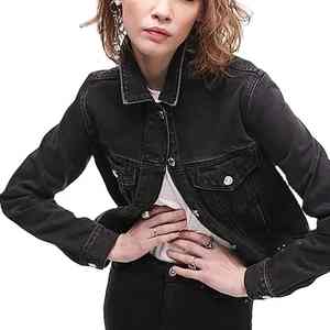 Veste en jean décontractée personnalisée pour femmes grandes tailles, style camionneur, 100% coton, vente en gros usine - Product Image 2