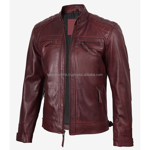 Chaqueta de Cuero Vacuno Original de Moda 2026 OEM para Hombre, Cuello Alto, Bolsillos con Cremallera, Impermeable, Alta Calidad, MOQ Bajo - Product Image 3