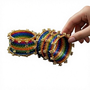 Highest Selling Viral Trendy Multicolor Golden Kashmiri Jhumki <b>Bangles</b> <b>Set</b> Bridal Wedding Party Wear Premium Wholesale Price - Product Image 1