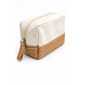 Pochette zippée en toile de coton naturel et jute, 220 GSM, 8 x 5 x 3 pouces, réutilisable, portable, avec logo personnalisé, pour cosmétiques et maquillage - Product Image 5