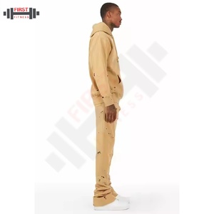 Meilleur prix de gros, vêtements décontractés, survêtement uni pour homme, délavage acide, élastique, dernière mode, sweat-shirt à capuche, pantalon de survêtement - Product Image 3