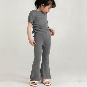 Set Estivo per Bambine 1-10 Anni, Top con Coulisse e <span class=keywords><strong>Pantaloni</strong></span> a Zampa in Tinta Unita, 2 Pezzi, Abbigliamento Boutique alla Moda per Bambini - Product Image 6