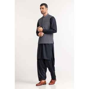 Chaleco de Lana Azul Marino WC-PD24-012, Estilo Casual Elegante con Decoración de Botones con Patrón Paisley, para Uso en Exteriores - Product Image 6