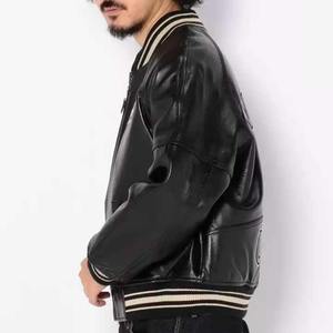 Custom High Quality Embroidery <b>Black</b> Baseball Leather <b>Jacket</b> for <b>Men</b> Zip-Up Varsity Design for Winter - Product Image 3