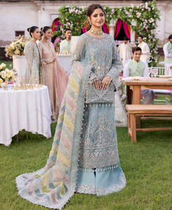 Royal Acrylic Chiffon Embroidered Long Sleeve Anarkali Dress Premium Embellishment Wrinkle Free Lehenga for Women Party Wear - Product Image 5