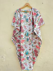 Indian Bird Printed 100% Cotton <b>Kaftan</b> Resort Wear <b>kaftan</b> Long Cotton <b>Kaftan</b> - Product Image 2