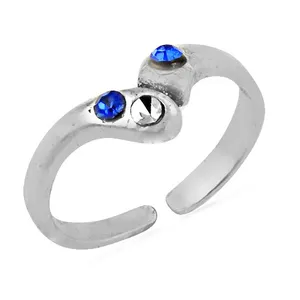Bague d'orteil en argent 925 pour femmes avec pierres précieuses bleues - Product Image 1