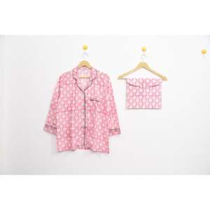 Conjunto de Pijama de Algodón con Diseño Floral Moderno, Estampado a Mano, Ropa de Dormir Ligera para Mujer, Conjunto para Estar en Casa en Verano - Product Image 2