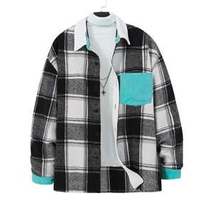 Chemise décontractée en flanelle à carreaux boutonnée col à revers tricot polyester printemps automne coupe régulière fabricant OEM - Product Image 3