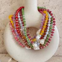 Collier de perles en pierre naturelle colorées sur mesure, perles d'eau douce, géométrique, baroque, non décolorant, bijoux tendance pour cadeau