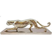 Sculpture d'art moderne en métal, motif léopard, artisanale, couleur personnalisable, durable, pour la maison, l'hôtel, le bureau, ou comme ornement de table.