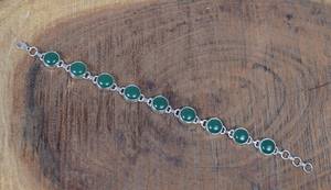 Handmade Luxury Green Onyx Sterling <b>Silver</b> Adjustable <b>Charm</b> <b>Bracelet</b> GIA Certified Gemstone Jewelry Elegant Gift for Women - Product Image 2