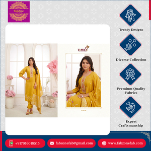 Vêtements de fête de créateur de qualité supérieure soie verticale en viscose lourde avec crêpe intérieure et travail à la main bas et ensemble Dupatta Kurti - Product Image 2