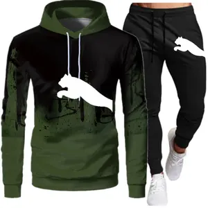 Wholesale OEM Winter Hooded Casual Solid <b>Fleece</b> Gym Tracksuit Set for <b>Men</b> Black Cotton <b>Jogger</b> Suits - Product Image 5