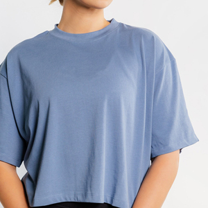 2025 llegada elegante camiseta recortada ligera para mujer, Tops cortos de verano de calidad transpirable con patrón a cuadros de colores lisos - Product Image 5